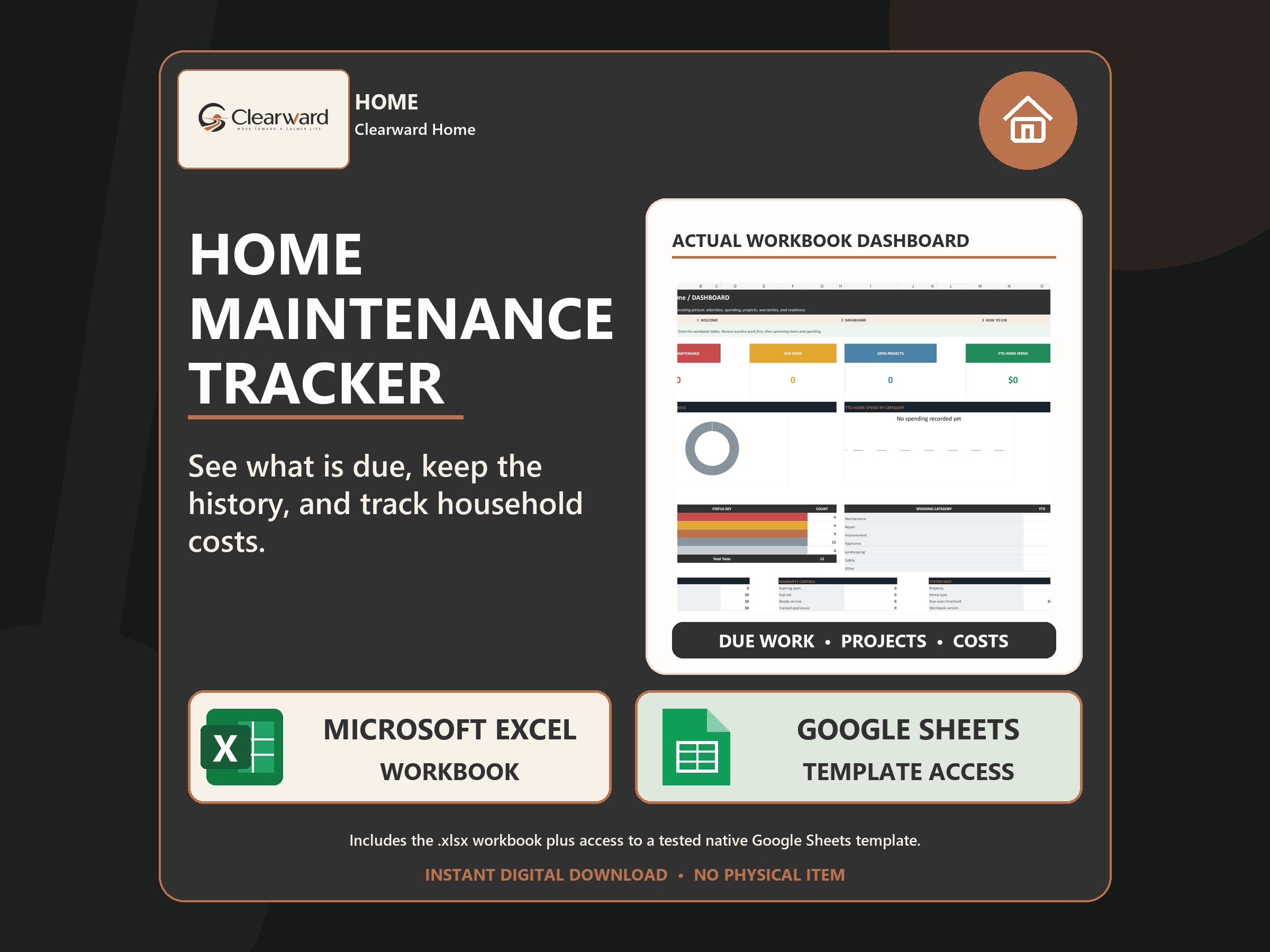 Clearward Home spreadsheet system product overview